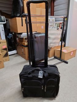 TUMI Ballistic Nylon Alpha Deluxe Black Briefcase 26104D4 - Expanding 2 Wheel Rolling Carry-On Computer Bag with Telescopic & Leather Strap Handles - 