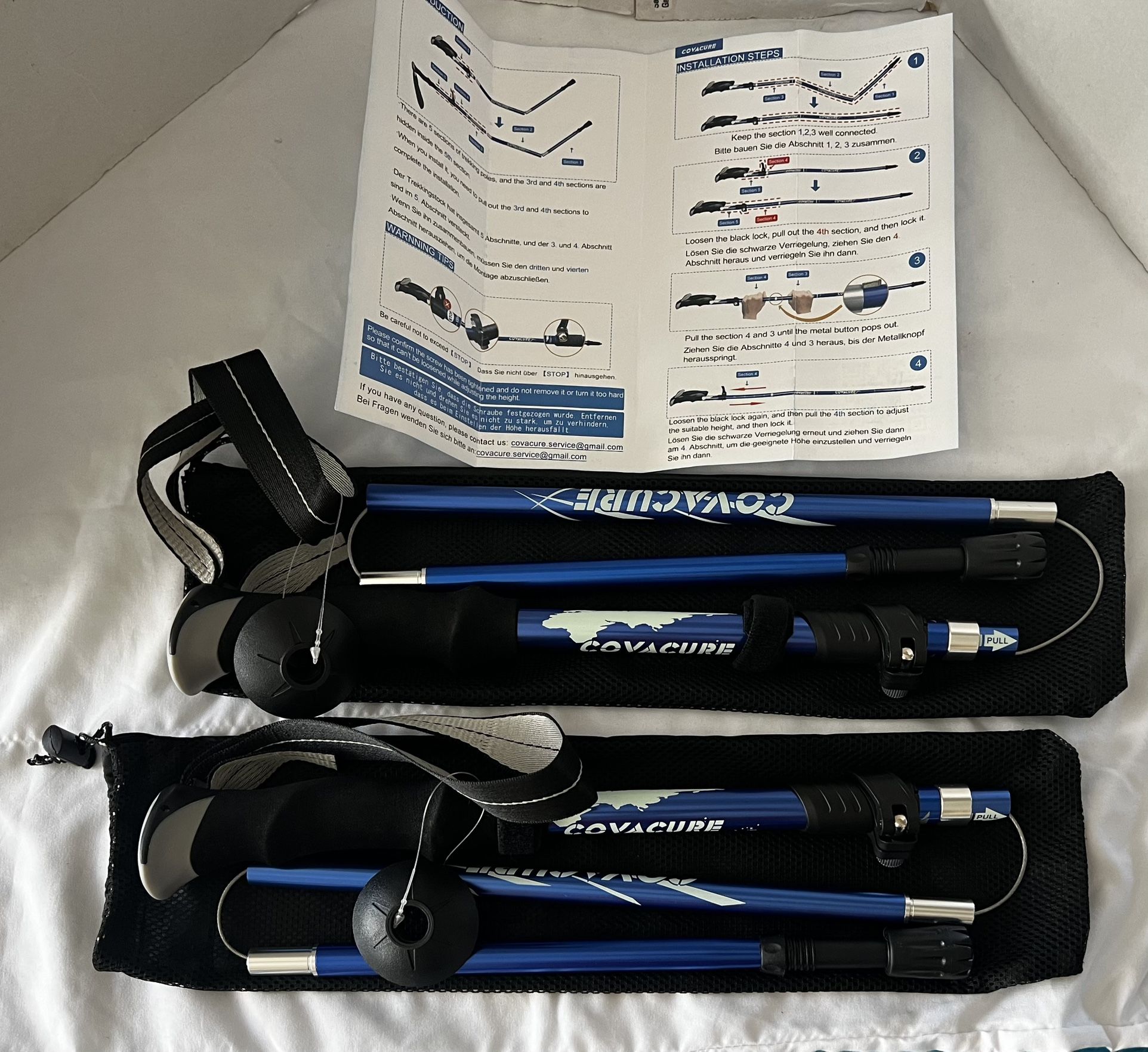 Covacure Trekking Poles Collapsible Hiking Poles - Aluminum Alloy 7075 Trekking Sticks with Quick Lock System, Telescopic, Collapsible, Ultralight for