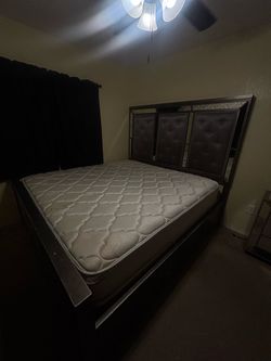 King Bed frame w/ mattress & night stand
