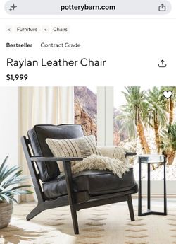 Pottery barn raylan rustic farmhouse leather accent chair