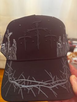 Black Embroidered Gothic Cross Baseball Cap