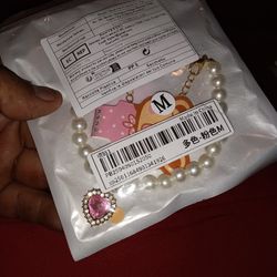 Pet Pearl Collar With Heart Stone Charm 