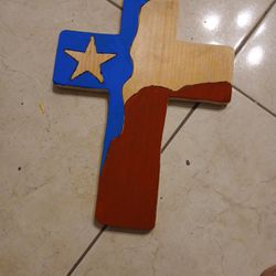 Wooden Texas Flag Cross