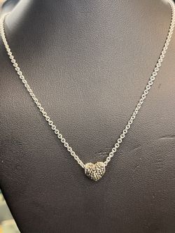 Sterling Silver 925 16” Cable Link Necklace With Reversal Black And White Heart Shape Slider Charm