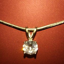 1 ctw AAA CZ Pendant On 16" Snake Chain * NEW