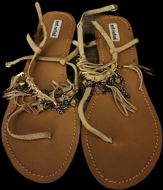Not Rated Suede Thong Sandals Women's Size 11M Tan Flats