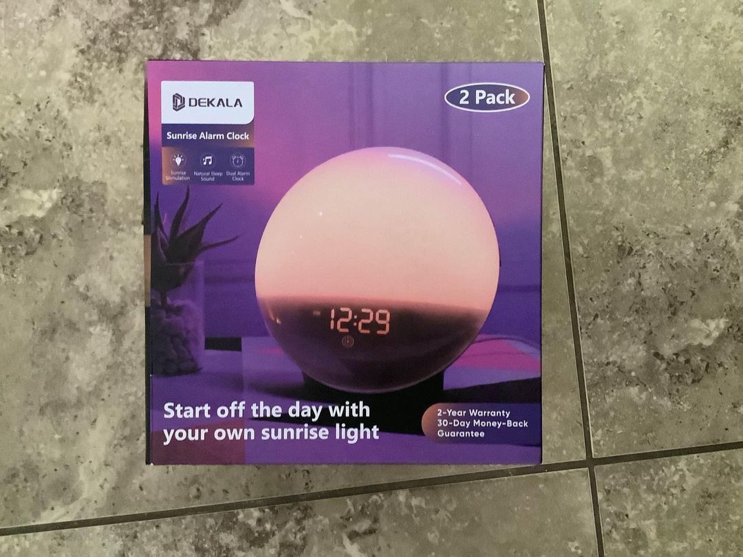 Sunrise Simulation Alarm Clock 2 Pack. Alarm, sounds, 7 colors, charging ports