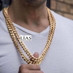 2 New 18k Yellow Gold Cuban Link Chains 