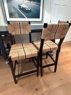 Natural Rattan Counter Height Barstools (4)