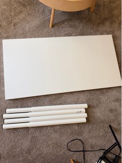 IKEA Large White Table / Desk with Adjustable Legs