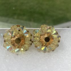 Spectacular  HOBE’ Crystal Clip On Earrings .  Signed And Mint