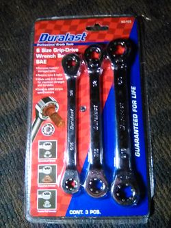 6 size grip-drive wrench set SAE