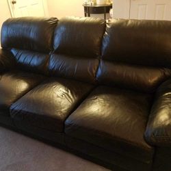 Large Black Leather Couch 