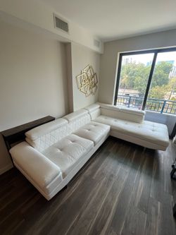 Faux Leather L-Shaped Sectional Right Hand Facing - Modern White