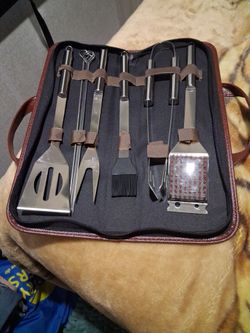 Out door 6 piece Grilling set stainless steel.  Brand new