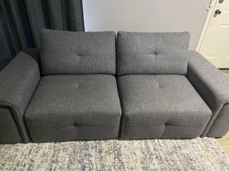 Gray Fabric Loveseat Modular Sofa Couch