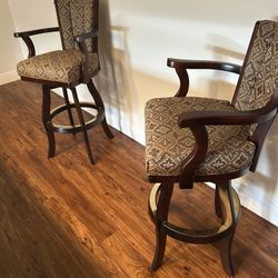 Two Upholstered Bar Height Stools 