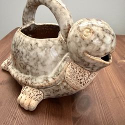 Vintage Ceramic Turtle Planter/ Watering – Whimsical Retro Decor