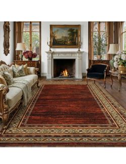 Large Traditional Area Rug Red and Gold