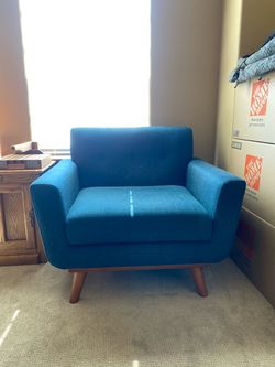 MCM Style Blue Arm Chair Couch