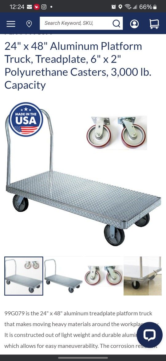 4 Foot By 2 Foot Industrial Salad Aluminum Platform Trucks $350