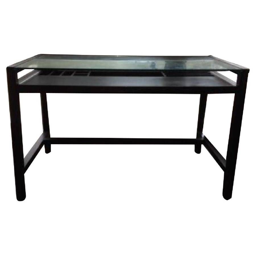 Like New Crate & Barrel Glass Top Desk with Pull Out Keyboard & Storage.