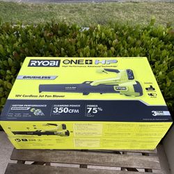 RYOBI ONE+ HP 18V Brushless 110 MPH 350 CFM Cordless Variable-Speed Jet Fan Leaf Blower w/ 4.0 Ah Battery and Charger