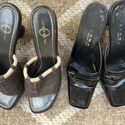2 Pair Cute Leather Shoes - Size 7