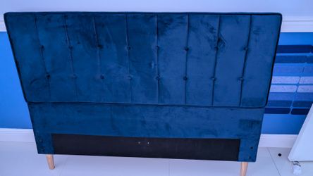 Blue Velvet Tufted Upholstered Headboard