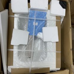 24" Striped Bathroom Vanity with White Ceramic Sink