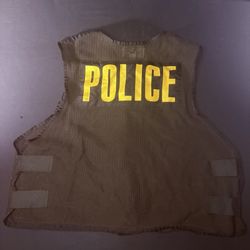 Police Black Safety Vest (Size Medium) Utility Vest w/ Badge & Pockets