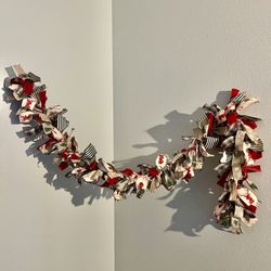 Handmade Rustic Outdoors Holiday Ribbon Garland 