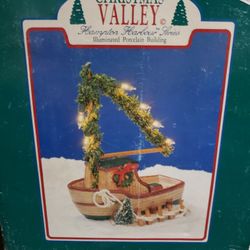 Christmas Valley Hampton Harbour Series Porcelain Sail Boat Dock Nautical W/Box