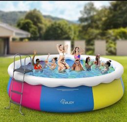EVAJOY 18ft Round Inflatable Top Ring Pool 
