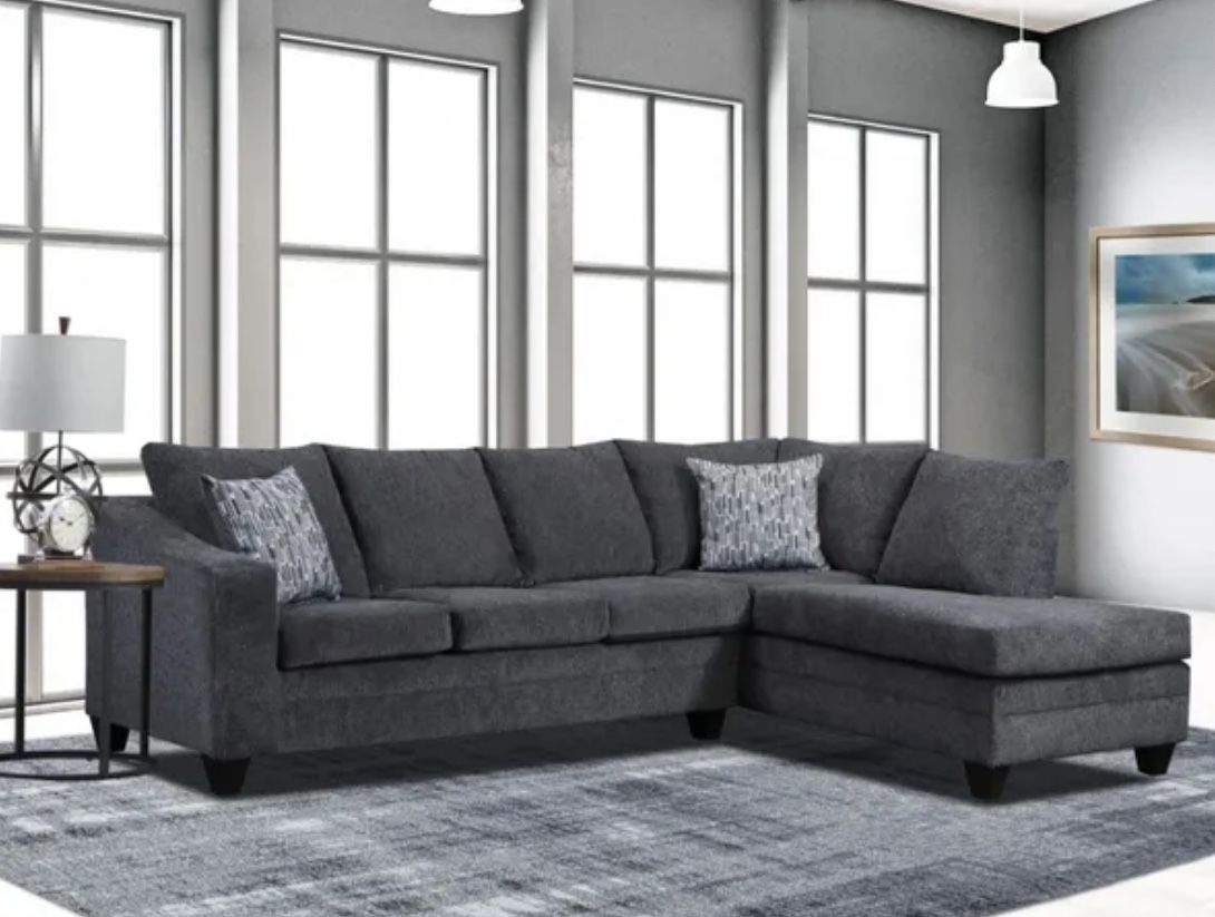 New Gray Sectional Sofa Couch 
