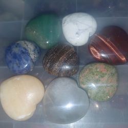HEART SHAPED POLISHED STONES FOR SALE $15 FOR ALL 8