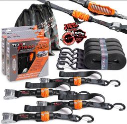 Brand New Torkstrap (pack of 4)HD750 Spring Loaded Tie Down Straps Heavy Duty Ratchet Straps 2250 pound capacity