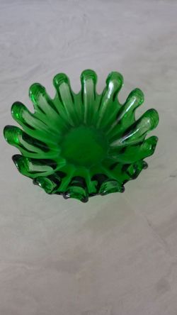 Vintage Green Glass Ashtray