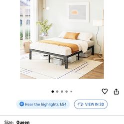 14” Black Metal Bed Frame - Queen