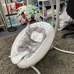 Fisher Price Gray Elephant Baby Swing With Music