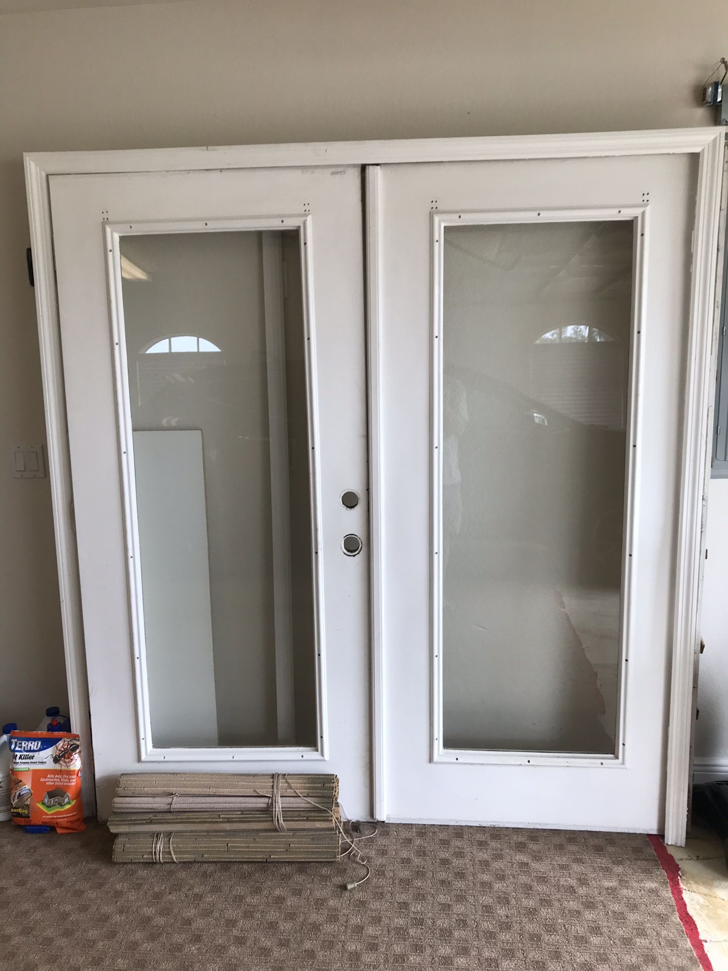 French doors steel/glass with jambs and moulding 36