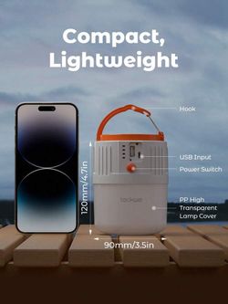 Solar emergency charging lamp, $25