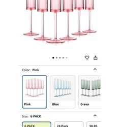 6 Pieces Acrylic Pink Champagne Flutes 5.4 OZ Square Champagne Glasses Stemmed Coupes Reusable Wedding Party