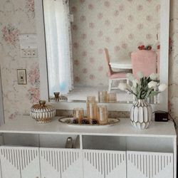 White Mirror And cabinet 