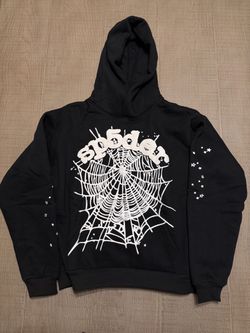 Sp5der Black Hoodie Spider Web Graphic