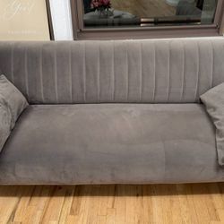 Velvet Sofa Couch Gray- 34.6"D x 77.5"W x 31.4"H ( Seat depth 23.5")