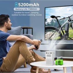 Portable Projector, Mini Smart DLP Projector with WiFi & Bluetooth, 150 ANSI Lumen, 1080P Supported, Wireless Movie Projector Work for iPhone, Android