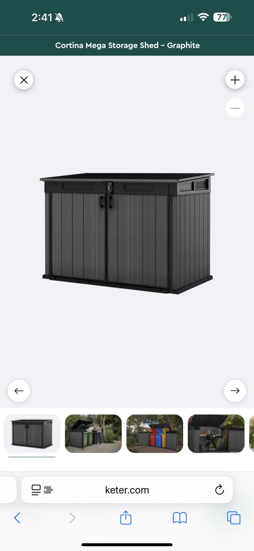 Keter - Cortina Mega Storage Shed - Graphite