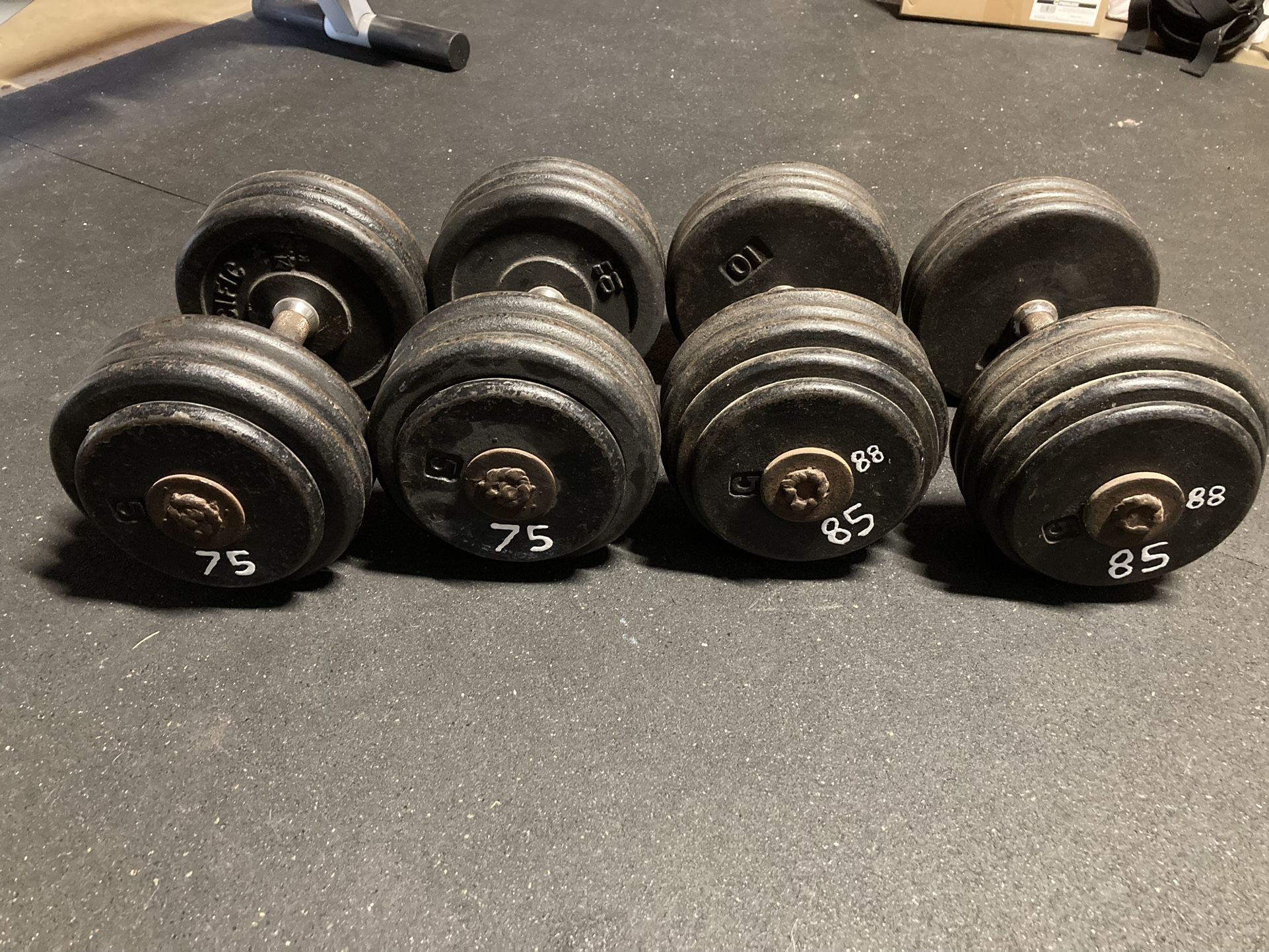 Heavy Dumbbells: 85 lb Set, 75 lb Set