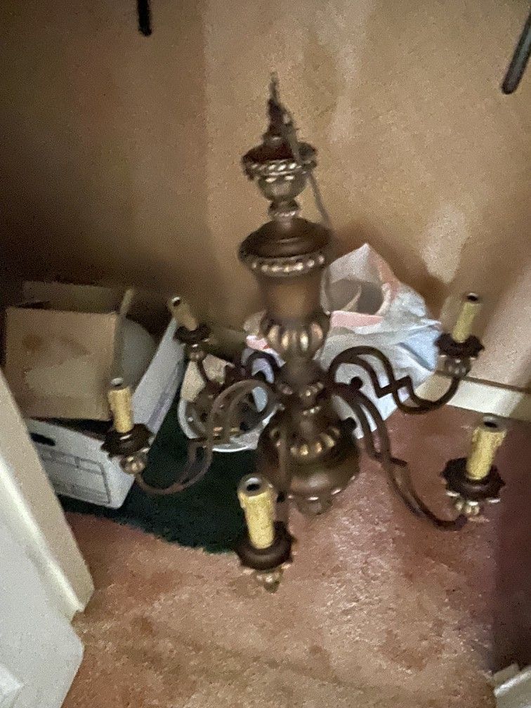 Vintage Brushed Brass Chandelier